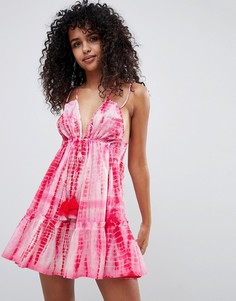 Пляжное платье с кисточками и эффектом тай-дай ASOS DESIGN - Розовый