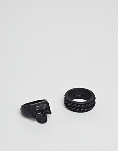 Набор из 2 черных матовых колец Icon Brand - Черный