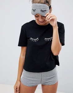 Пижама из футболки и шортов ASOS DESIGN Sleepy Eyes - Мульти
