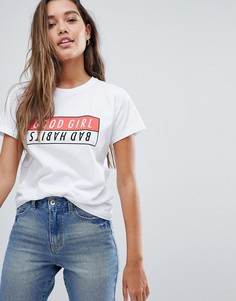 Футболка с принтом Good Girl Bad Habits ASOS - Белый