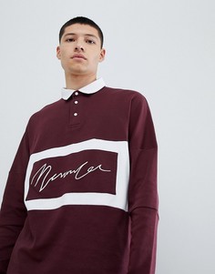 Бордовая футболка-поло в стиле oversize Mennace - Красный