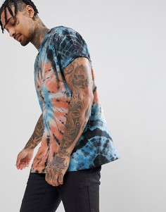 Oversize-футболка с принтом тай-дай и отворотами на рукавах ASOS DESIGN - Белый