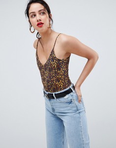 Боди с леопардовым принтом River Island - Коричневый