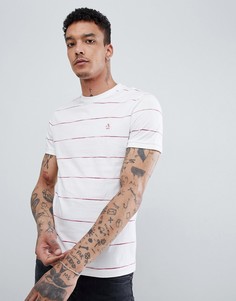 Белая узкая футболка в полоску с вышитым логотипом Original Penguin - Белый