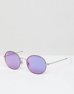 Круглые солнцезащитные очки с сиреневыми стеклами Ray-Ban - Серебряный