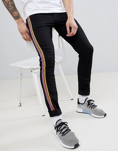 Черные джинсы скинни с разноцветными полосками по бокам ASOS DESIGN - Черный