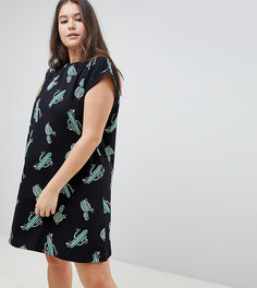 Свободное платье мини с принтом кактусов ASOS DESIGN Curve - Мульти