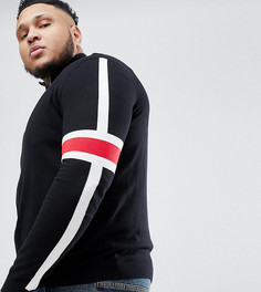 Черная спортивная куртка с рукавами в полоску ASOS PLUS - Черный