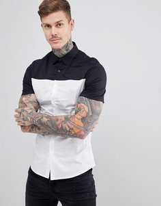 Рубашка скинни колор блок ASOS DESIGN - Белый
