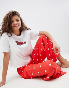 Пижамная футболка и широкие брюки ASOS DESIGN - Мульти