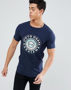 Обтягивающая футболка с надписью на японском ASOS DESIGN - Темно-синий