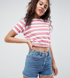 Укороченная футболка в полоску с присборенными манжетами ASOS DESIGN Tall - Мульти