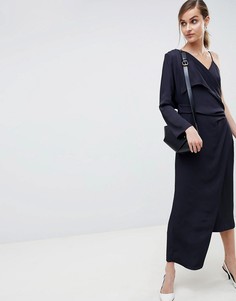 Платье 2 в 1 с драпировкой ASOS WHITE - Темно-синий