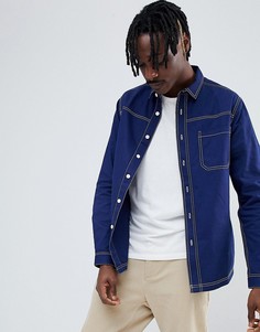 Выбеленная темно-синяя рубашка с контрастными строчками ASOS DESIGN - Темно-синий