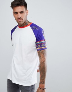 Свободная футболка с цветочным и ацтекским принтом на рукавах ASOS DESIGN - Белый