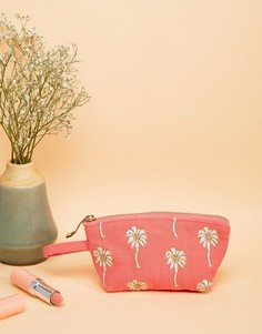 Коралловая дорожная мини-сумка 13 x 10 см с пальмами Elizabeth Scarlett - Мульти