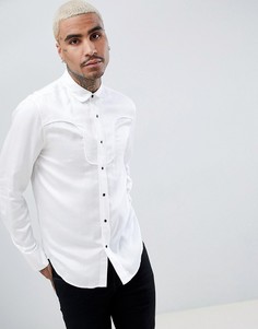 Белая рубашка классического кроя из вискозы с черными кнопками ASOS DESIGN - Белый