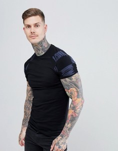 Облегающая футболка с принтом на рукавах реглан ASOS DESIGN - Черный