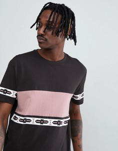 Свободная футболка в стиле колор блок с ацтекским принтом ASOS DESIGN - Серый