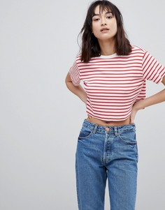 Укороченная футболка в рубчик с полосками ASOS DESIGN - Мульти