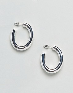 Посеребренные овальные серьги-кольца ASOS DESIGN - Серебряный