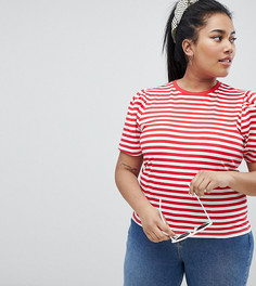 Футболка в полоску с пышными рукавами ASOS DESIGN Curve - Мульти