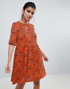 Свободное платье мини со звериным принтом ASOS DESIGN - Мульти