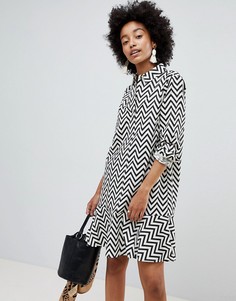 Платье-рубашка с зигзагообразным рисунком ASOS DESIGN - Мульти