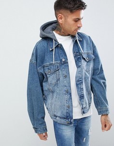 Джинсовая куртка с трикотажным капюшоном ASOS DESIGN - Синий