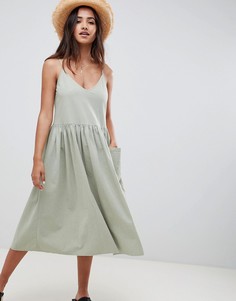 Свободное платье миди на бретелях ASOS DESIGN - Зеленый