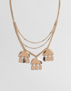 Золотистое ожерелье в несколько рядов с геометрическими подвесками ASOS DESIGN - Золотой