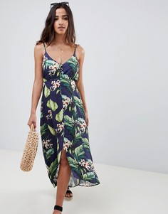 Платье макси на пуговицах с тропическим принтом ASOS DESIGN - Мульти