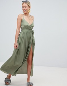 Пляжное платье макси с запахом ASOS - Зеленый