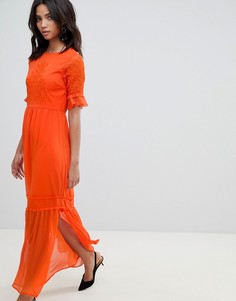 Кружевное платье макси с вышивкой Y.A.S - Оранжевый
