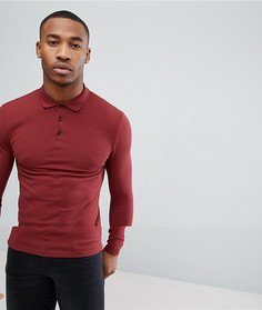Обтягивающее поло из пике с длинными рукавами ASOS DESIGN - Красный