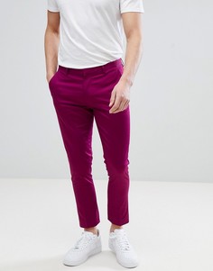 Супероблегающие укороченные брюки из хлопкового сатина ASOS DESIGN - Розовый