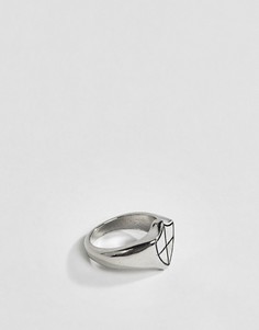 Серебристое кольцо-печатка с отделкой в виде щита ASOS DESIGN - Серебряный