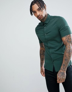 Зеленая приталенная рубашка из вискозы ASOS DESIGN - Зеленый