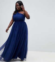 Платье макси на одно плечо из тюля ASOS DESIGN Curve - Фиолетовый