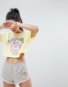 Пижамный комплект из укороченной футболки с принтом My Little Pony и шортов ASOS DESIGN - Мульти