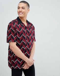 Оversize-рубашка с отложным воротником и шевронообразными полосками ASOS DESIGN - Красный