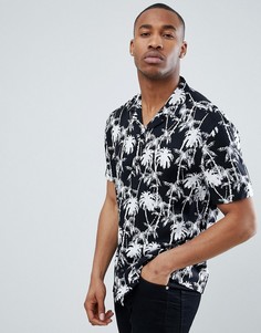 Oversize-рубашка с гавайским принтом и отложным воротником ASOS DESIGN - Черный