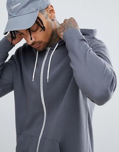 Худи темно-серого цвета на молнии ASOS DESIGN - Серый