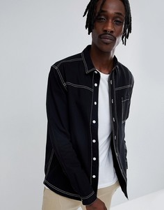 Выбеленная черная рубашка с контрастными строчками ASOS DESIGN - Черный