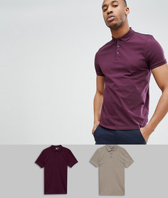 Комплект из 2 трикотажных футболок-поло ASOS DESIGN - СКИДКА - Мульти