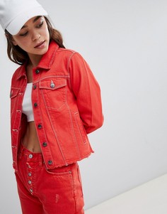 Куртка из окрашенного денима с необработанной кромкой Brave Soul Harris - Красный