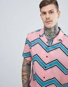 Розовая оверсайз-рубашка в шевронную полоску ASOS DESIGN - Розовый