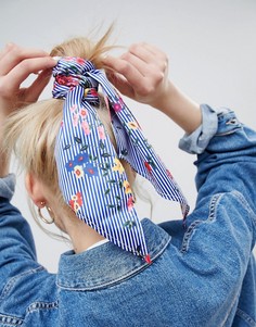 Головной платок в полоску с цветочным принтом ASOS DESIGN - Мульти