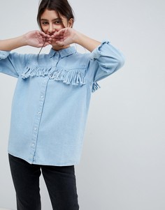 Синяя джинсовая рубашка с бахромой ASOS DESIGN - Синий