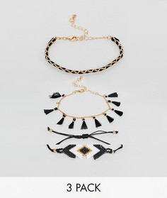 3 браслета с кисточками River Island - Черный